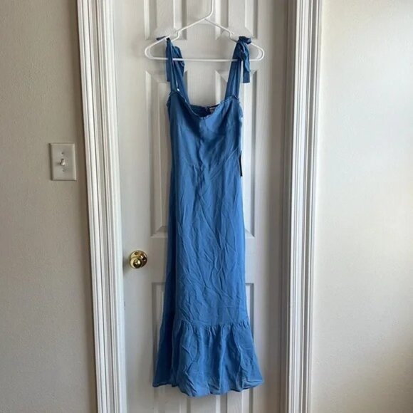 Reformation Nikita Midi Dress in Azure Blue Size 0 - Picture 8 of 11
